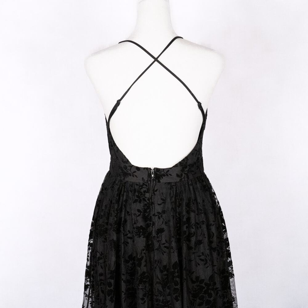 Windsor Black Lace Dress Juniors SZ 3 Velvety Floral Lace Witchy Dark Fairy Goth - Picture 5 of 7
